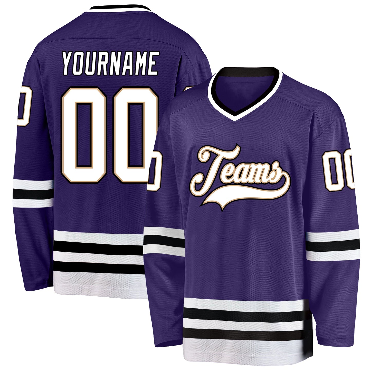 Custom Purple White-Black Hockey Jersey - Main View