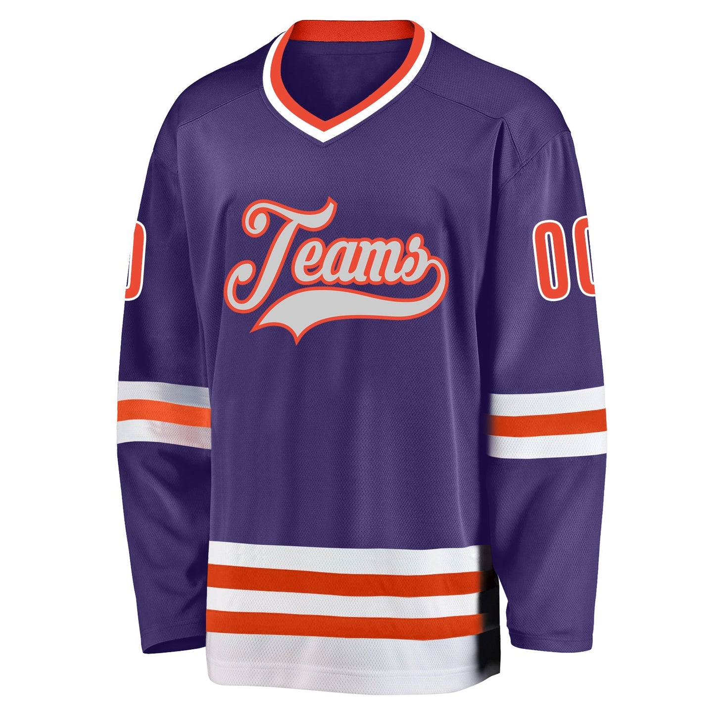 Custom Purple Orange-White Hockey Jersey view 2