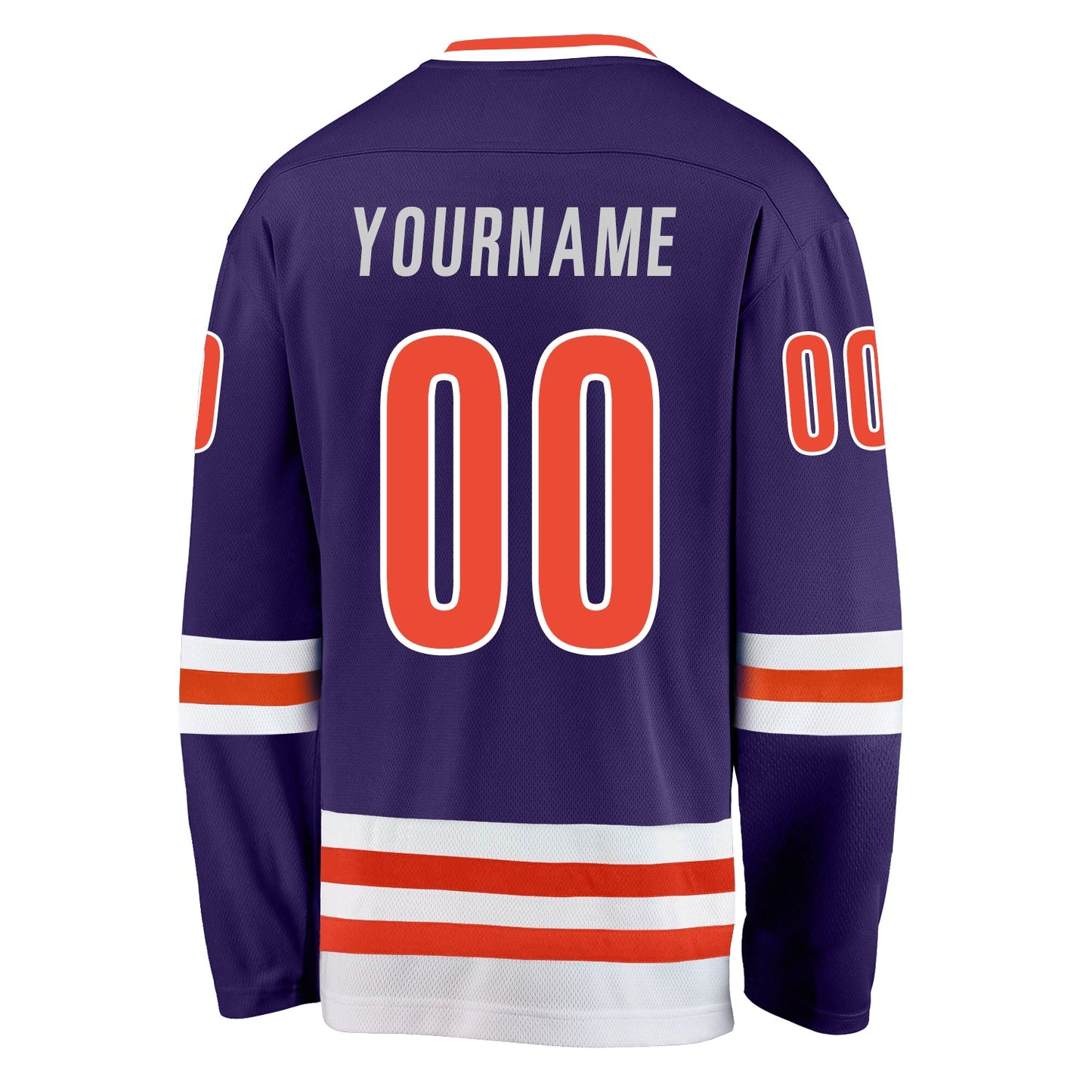Custom Purple Orange-White Hockey Jersey view 3