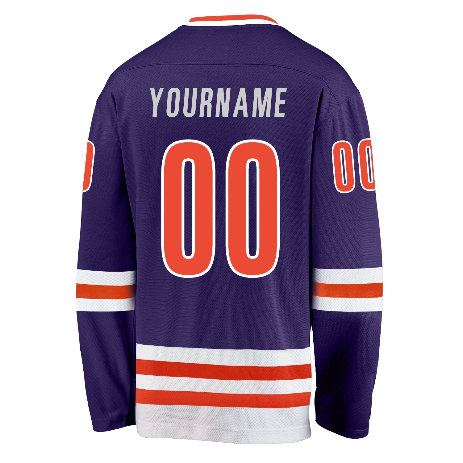 Custom Purple Orange-White Hockey Jersey view 3