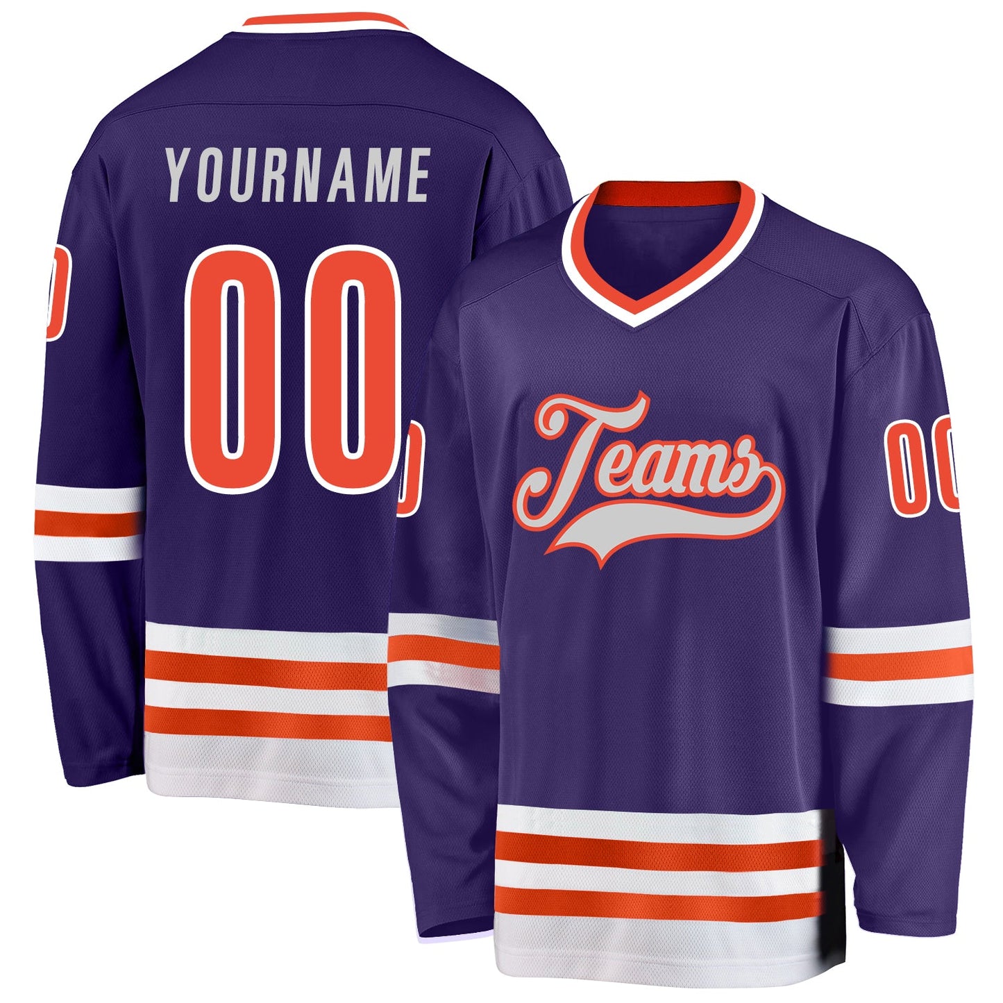 Custom Purple Orange-White Hockey Jersey - Main View