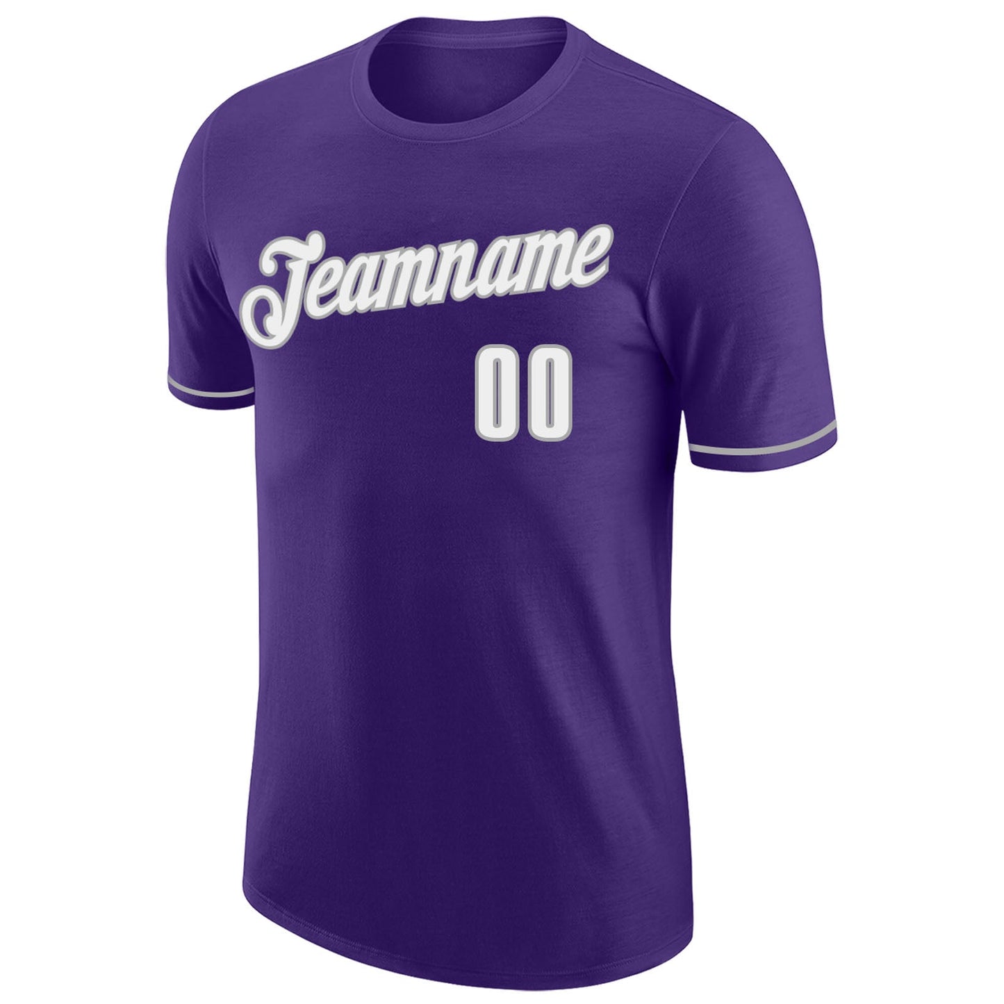 Custom Purple White-Gray Performance T-Shirt view 5