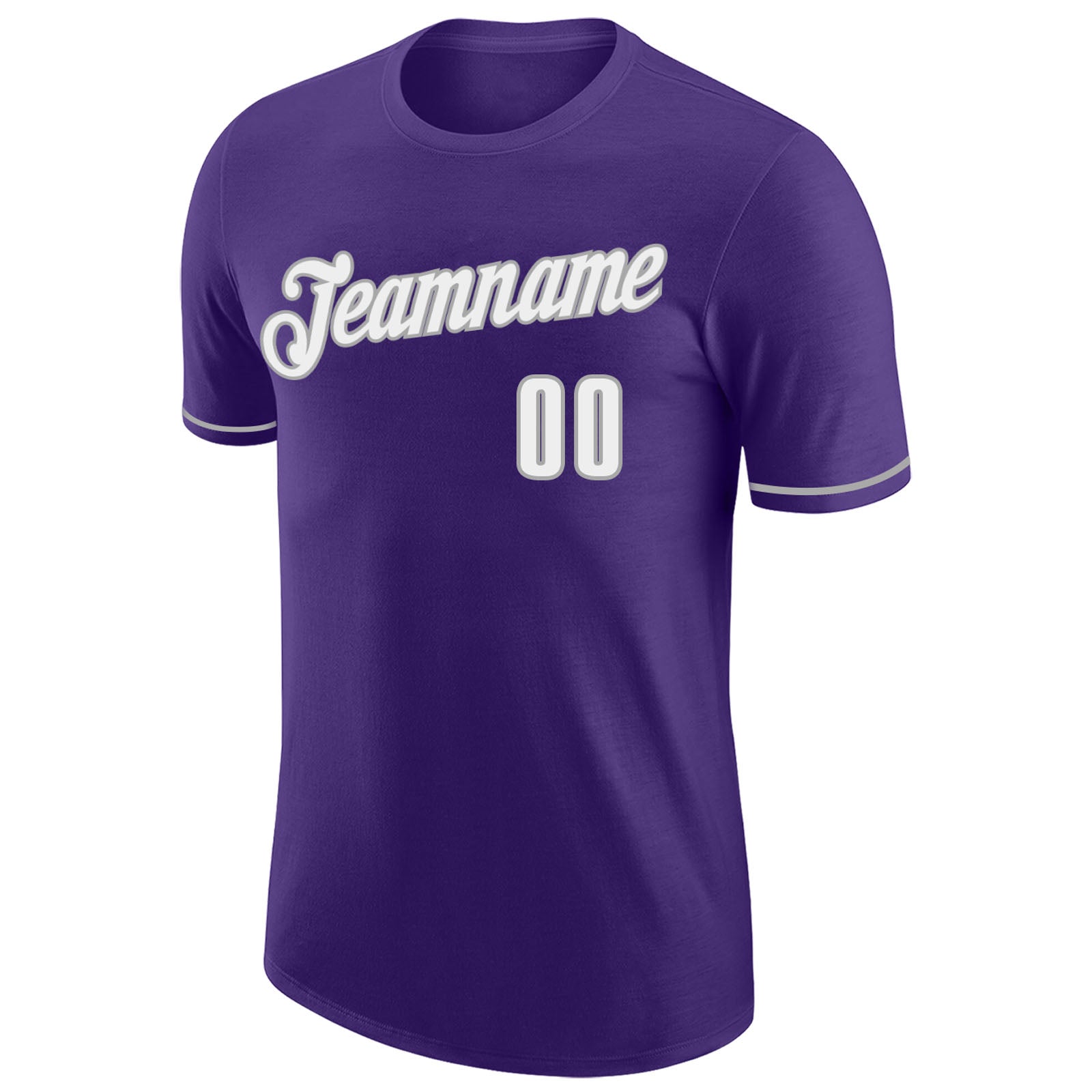 Custom Purple White-Gray Performance T-Shirt view 5
