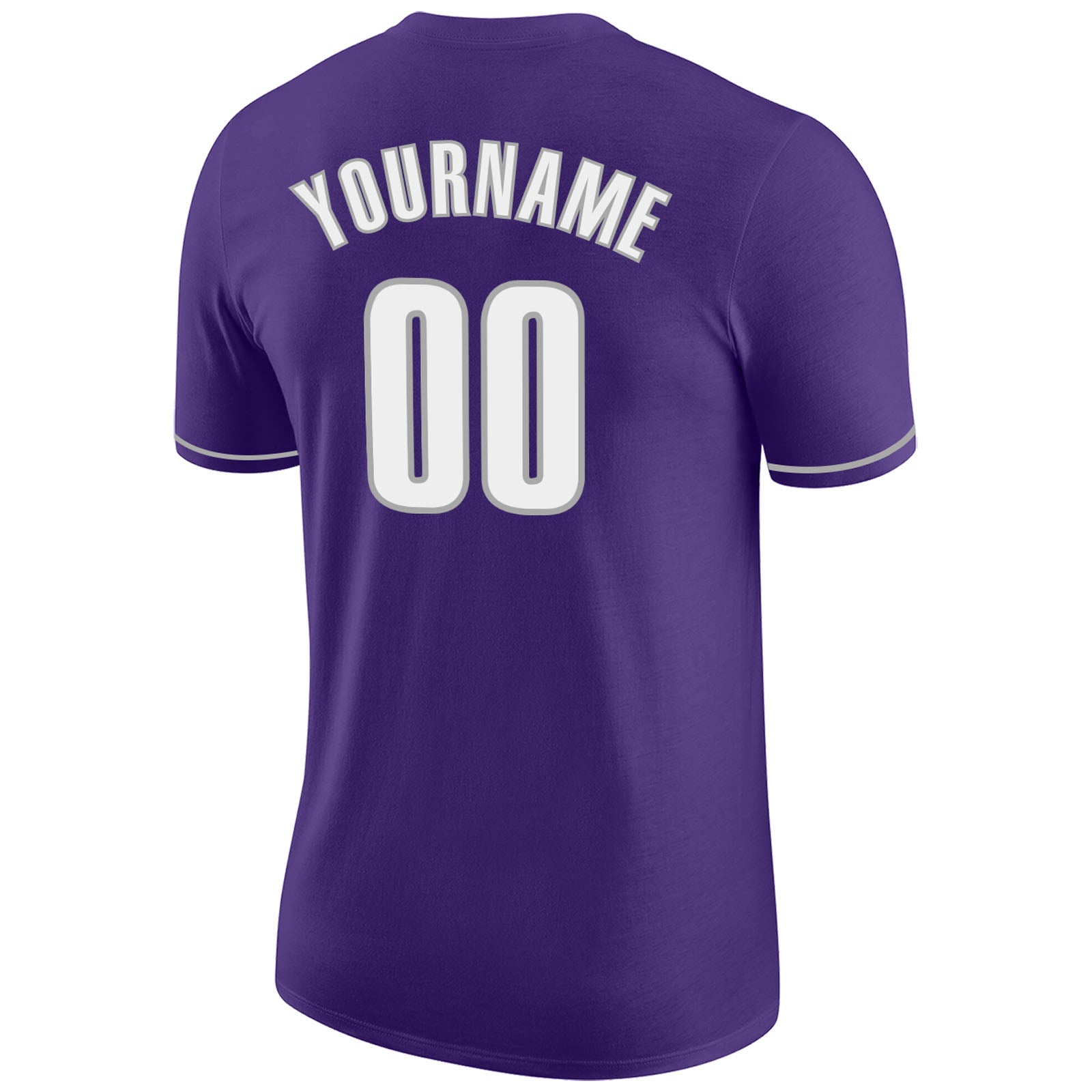 Custom Purple White-Gray Performance T-Shirt view 6