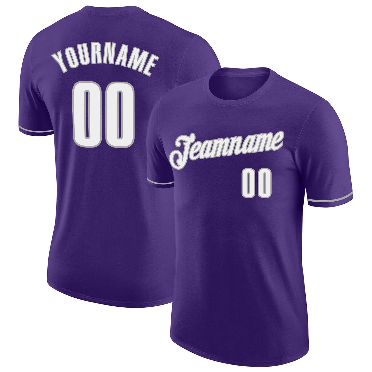 Custom Purple White-Gray Performance T-Shirt - Main View