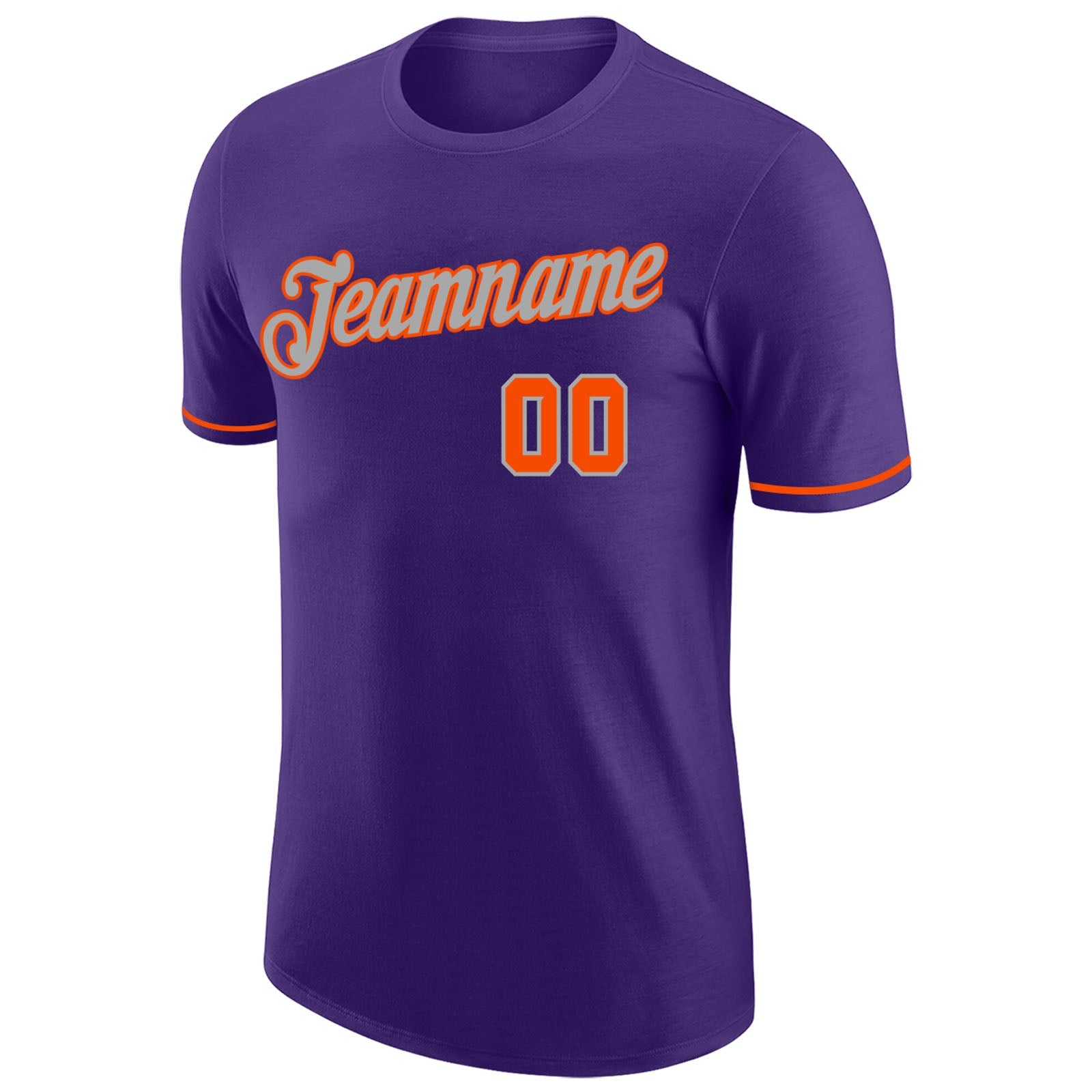 Custom Purple Orange-Gray Performance T-Shirt view 5