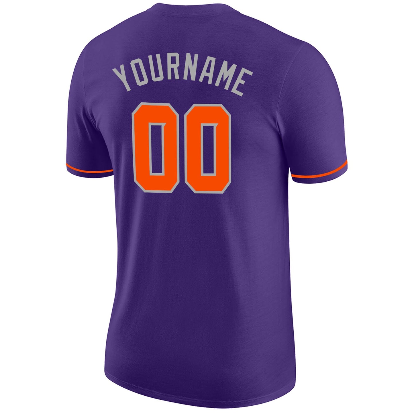 Custom Purple Orange-Gray Performance T-Shirt view 6