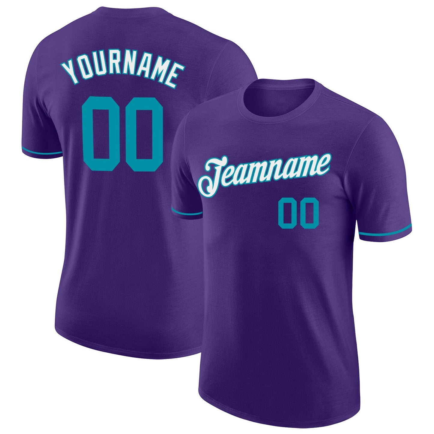 Custom Purple Teal-White Performance T-Shirt - Main View