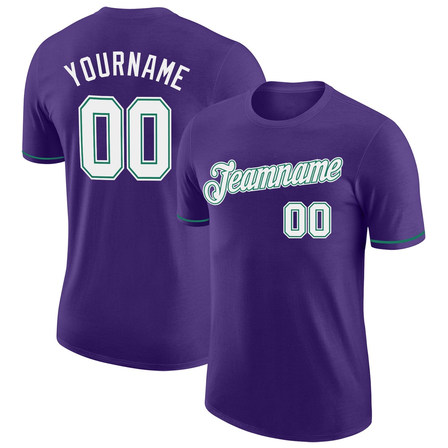 Custom Purple White-Kelly Green Performance T-Shirt - Main View