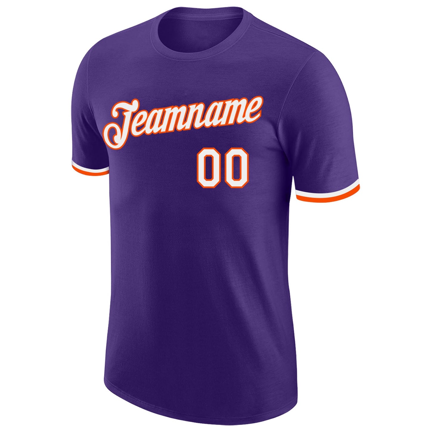 Custom Purple White-Orange Performance T-Shirt view 5