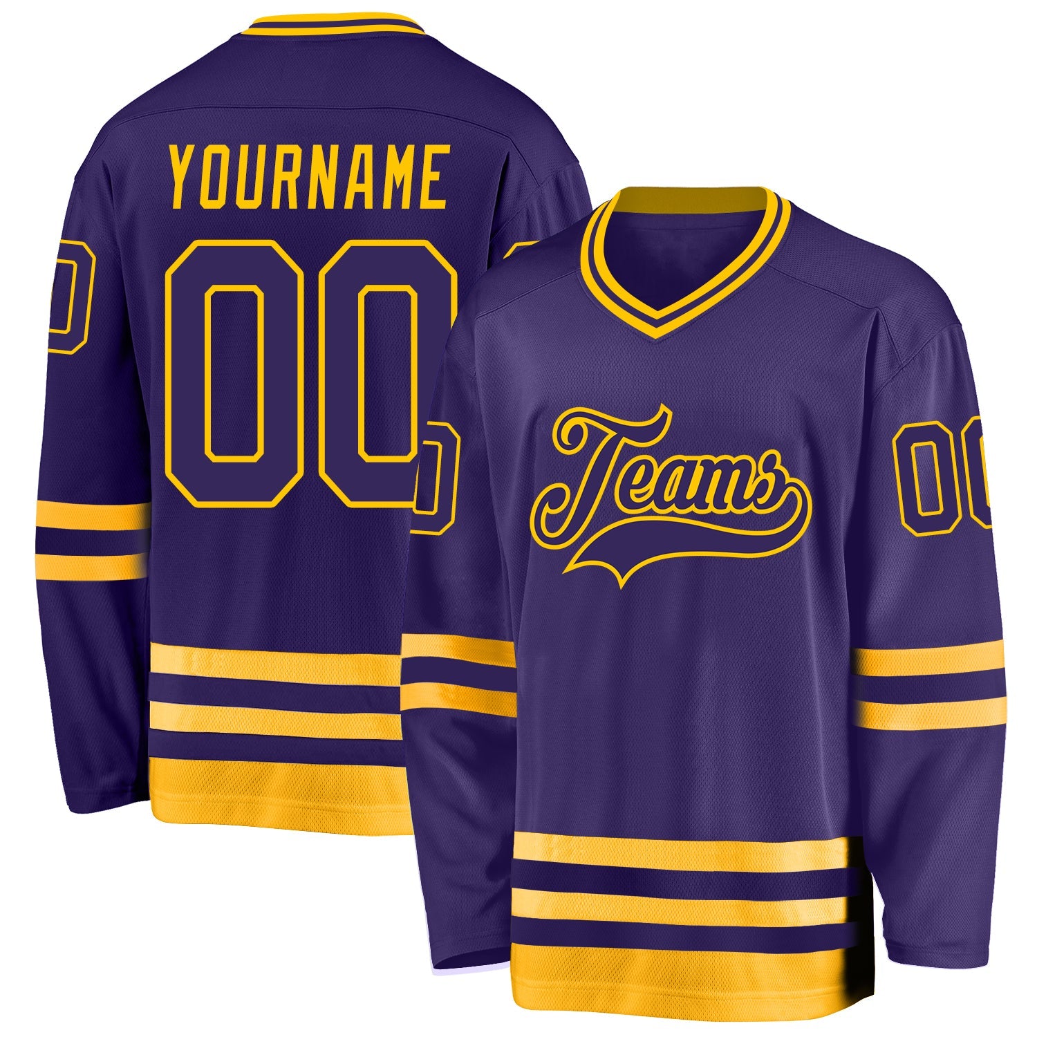 Custom Purple Purple-Gold Hockey Jersey - Main View