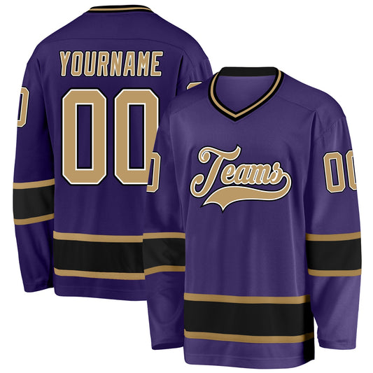 Custom Purple Old Gold-Black Hockey Jersey - Main View