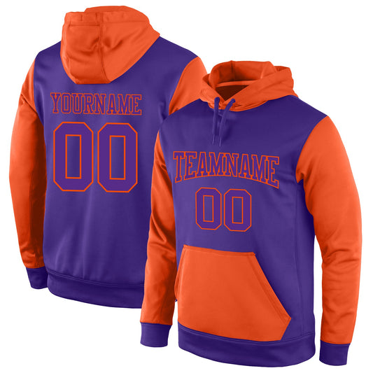 Custom Stitched Purple Purple-Orange Sports Pullover Sweatshirt Hoodie - Main View