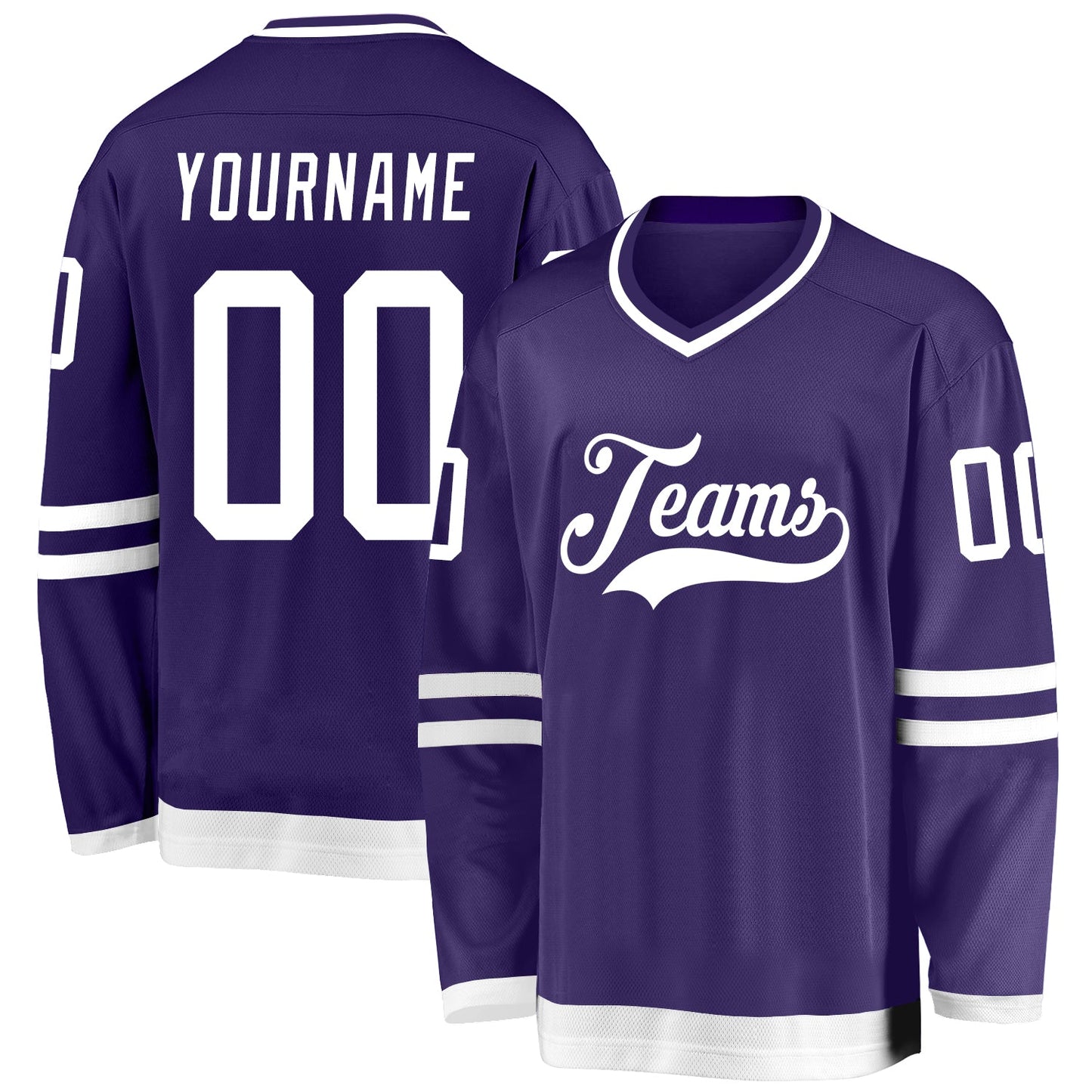 Custom Purple White Hockey Jersey - Main View