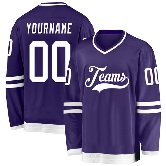 Custom Purple White Hockey Jersey - Main View