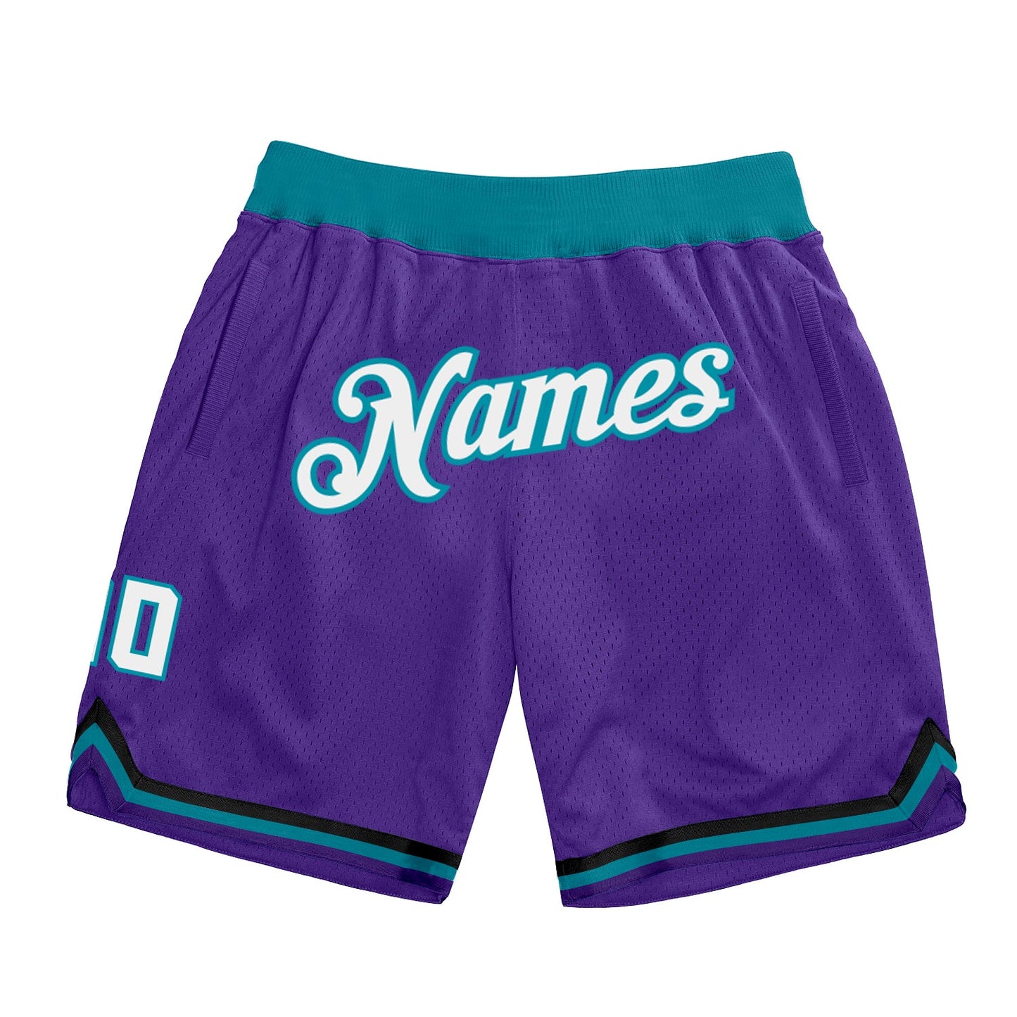 Custom Purple White-Teal Authentic Throwback Basketball Shorts - Main View