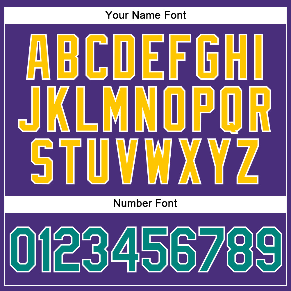 Custom Purple Aqua-Gold Authentic Baseball Jersey view 6