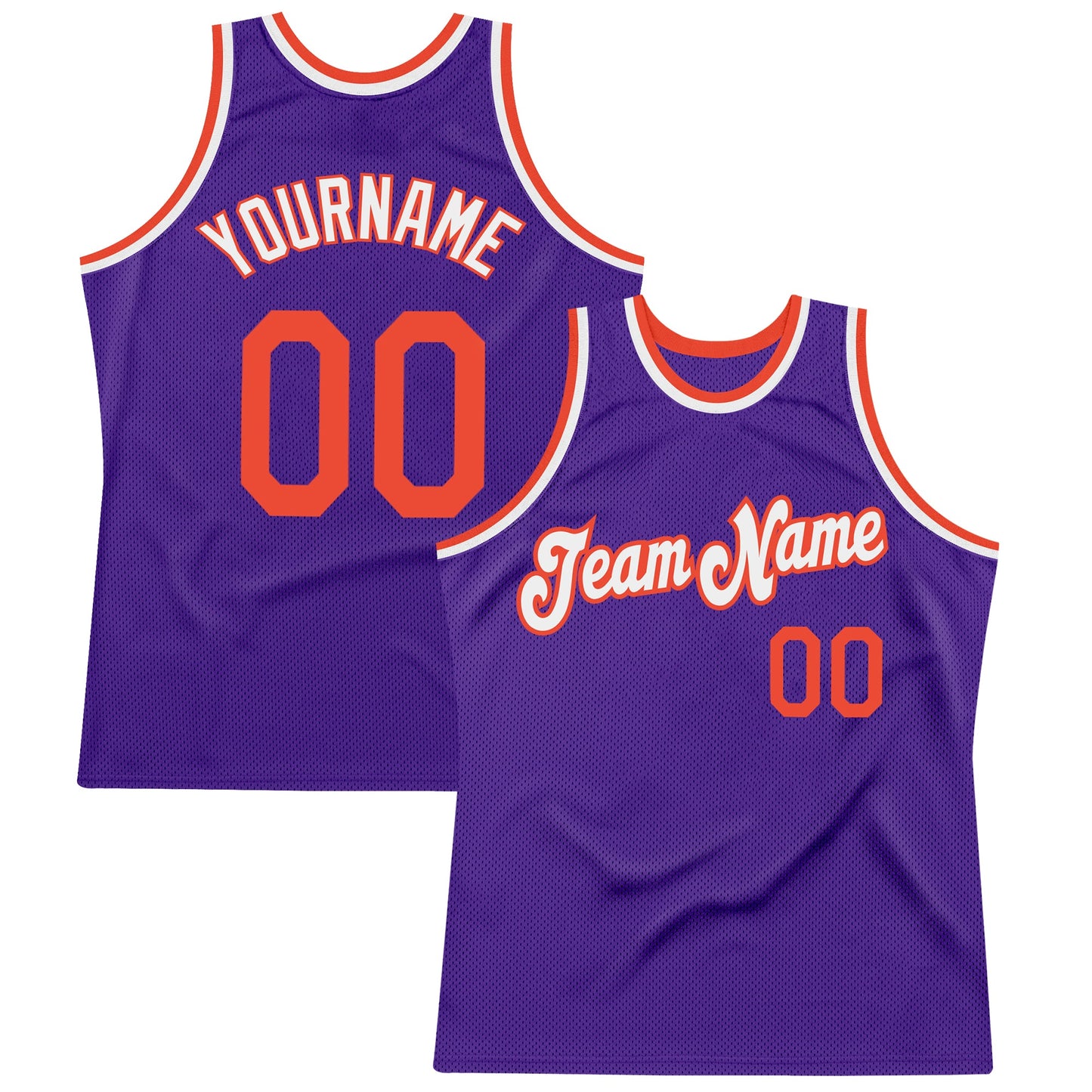 Custom Purple Orange-White Authentic Throwback Basketball Jersey - Main View