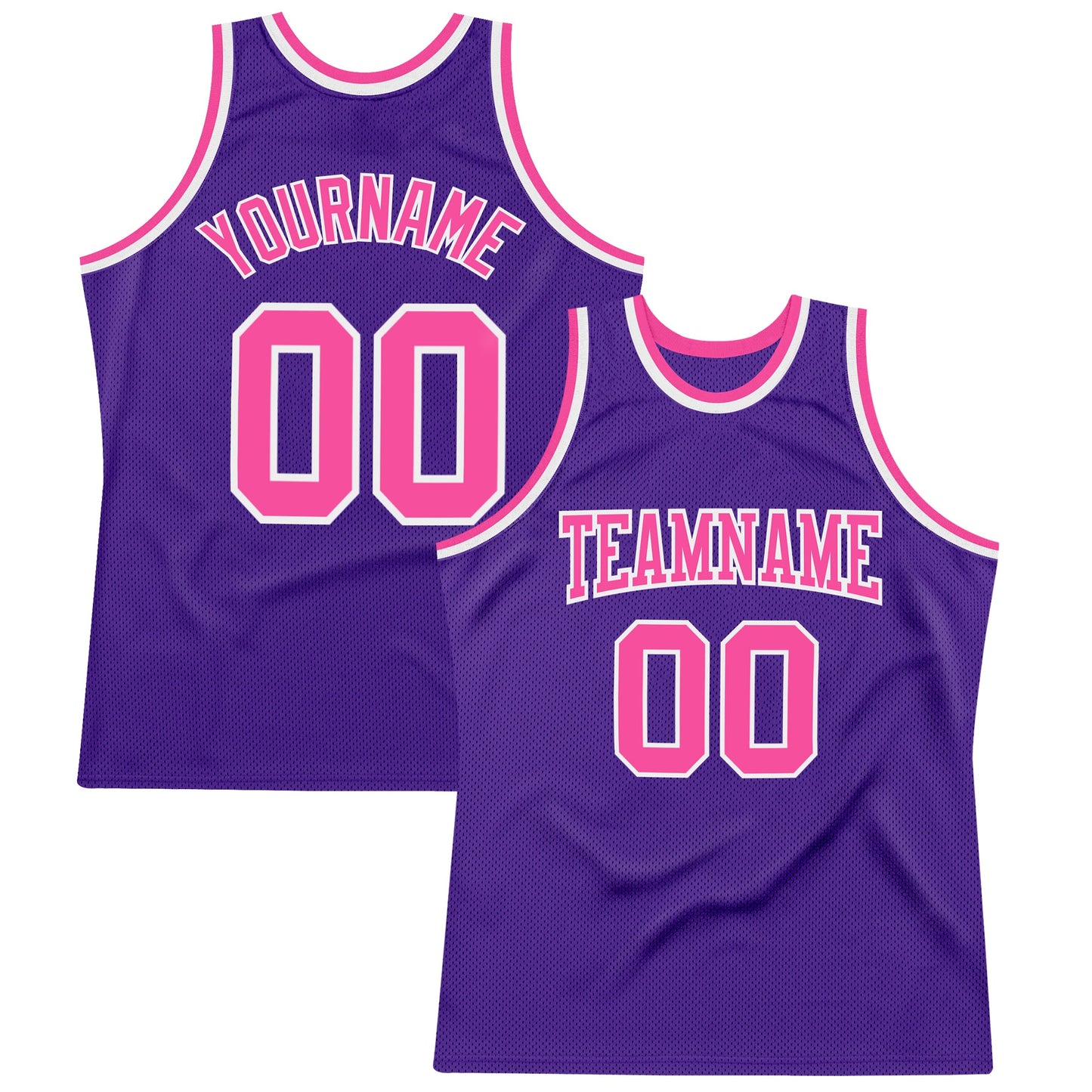Custom Purple Pink-White Authentic Throwback Basketball Jersey - Main View