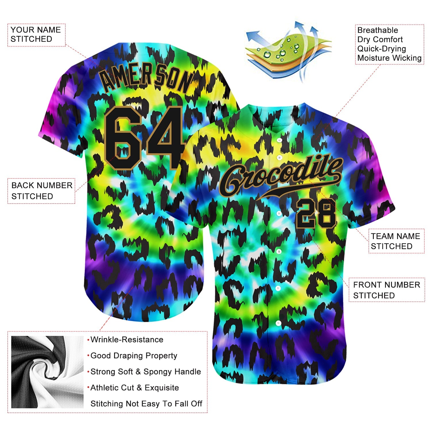 Custom Purple Black-Old Gold 3D Pattern Design Leopard Authentic Baseball Jersey view 3