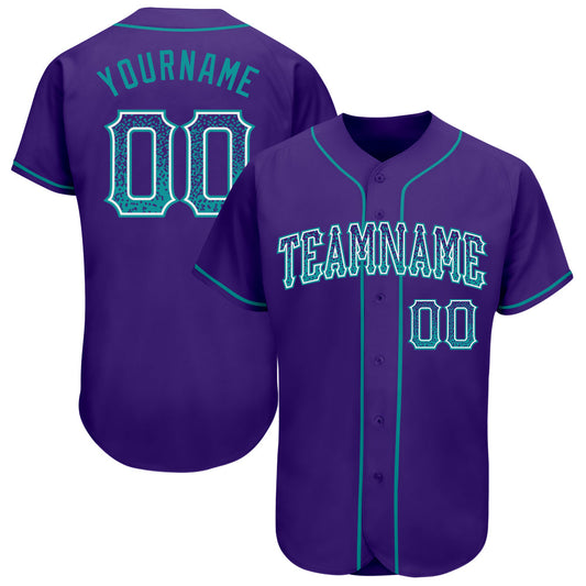 Custom Purple Teal-White Authentic Drift Fashion Baseball Jersey - Main View