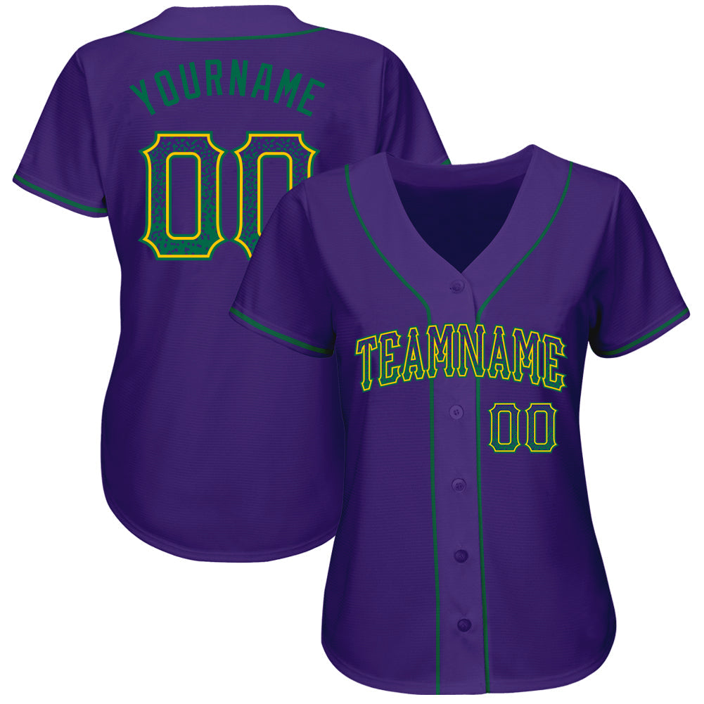 Custom Purple Kelly Green-Gold Authentic Drift Fashion Baseball Jersey view 3