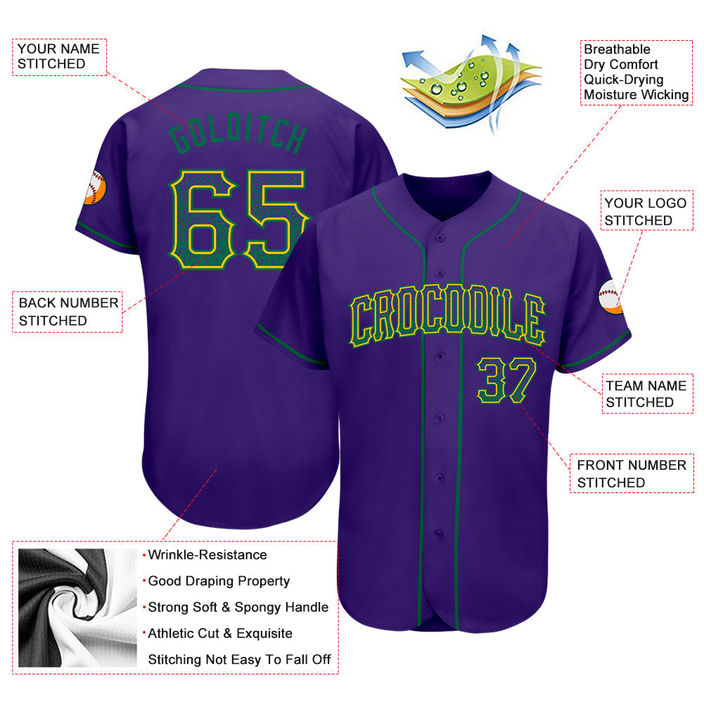 Custom Purple Kelly Green-Gold Authentic Drift Fashion Baseball Jersey view 4