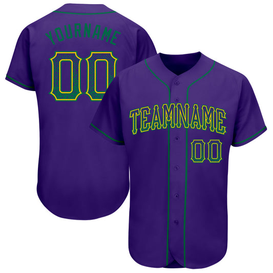 Custom Purple Kelly Green-Gold Authentic Drift Fashion Baseball Jersey - Main View