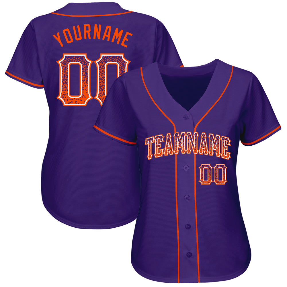 Custom Purple Orange-White Authentic Drift Fashion Baseball Jersey view 2