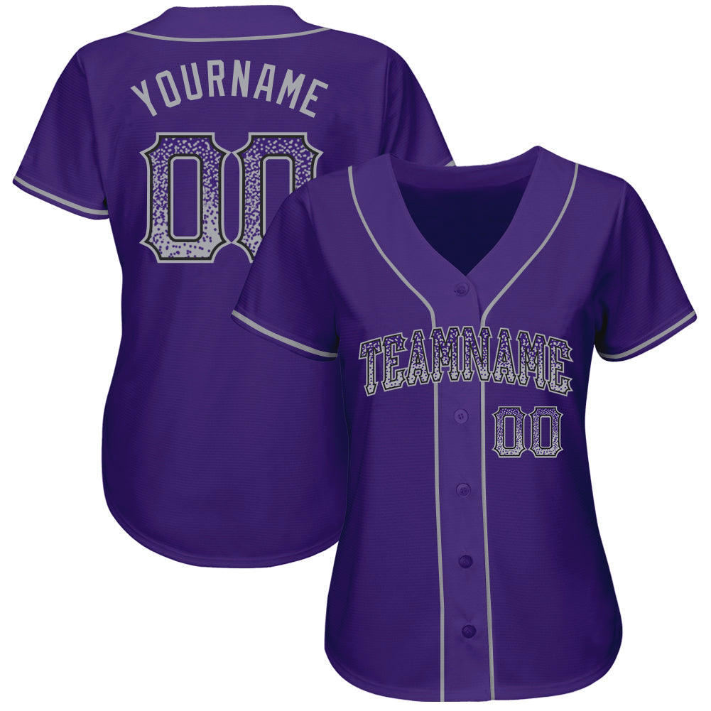 Custom Purple Gray-Black Authentic Drift Fashion Baseball Jersey view 2