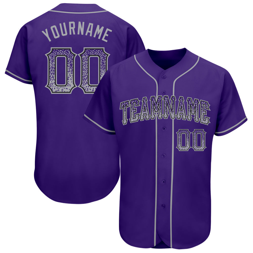 Custom Purple Gray-Black Authentic Drift Fashion Baseball Jersey - Main View