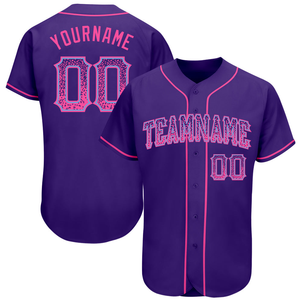 Custom Purple Pink-Light Blue Authentic Drift Fashion Baseball Jersey - Main View