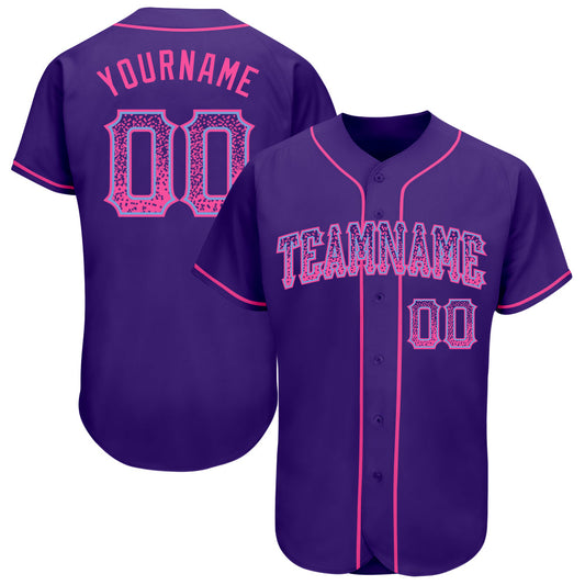 Custom Purple Pink-Light Blue Authentic Drift Fashion Baseball Jersey - Main View