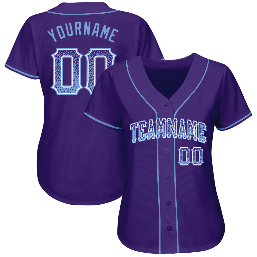 Custom Purple Light Blue-White Authentic Drift Fashion Baseball Jersey view 2