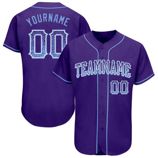 Custom Purple Light Blue-White Authentic Drift Fashion Baseball Jersey - Main View