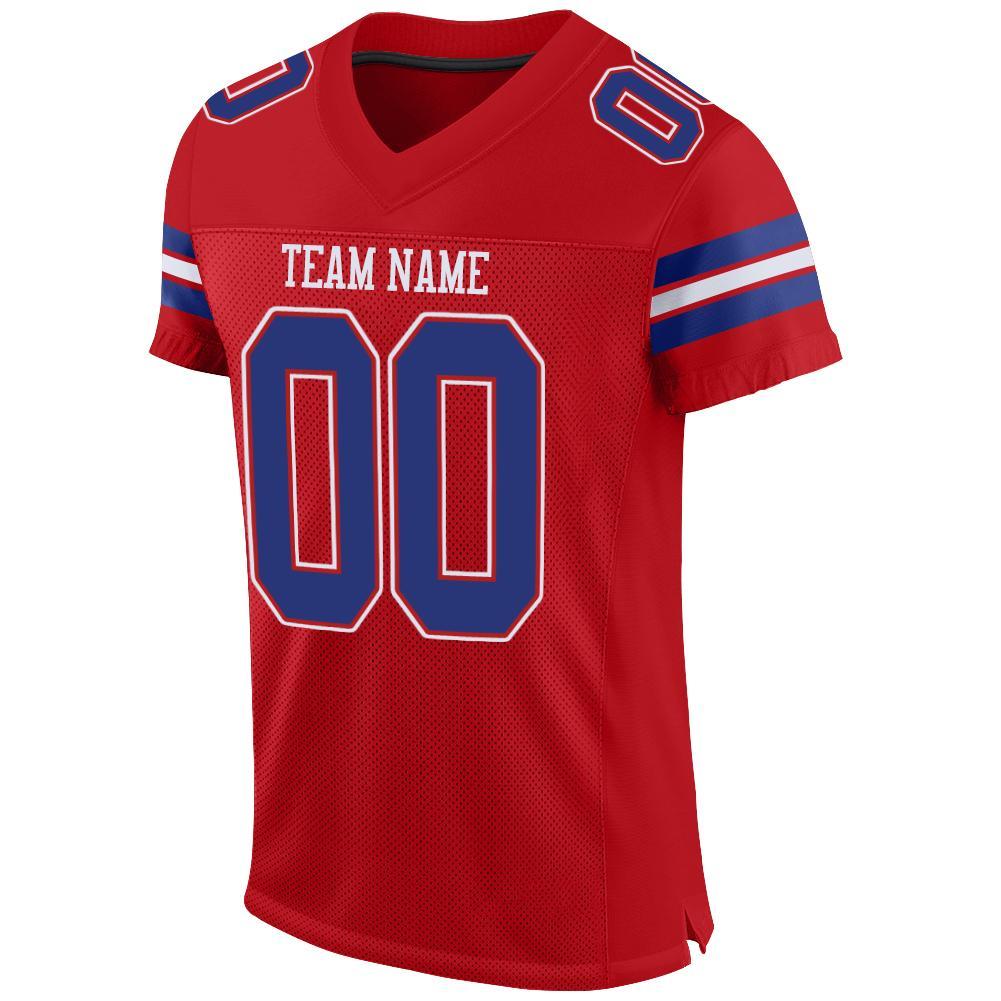 Custom Red Royal-White Mesh Authentic Football Jersey view 2