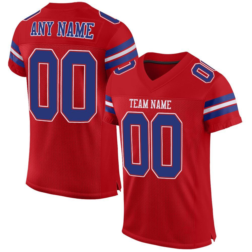Custom Red Royal-White Mesh Authentic Football Jersey - Main View