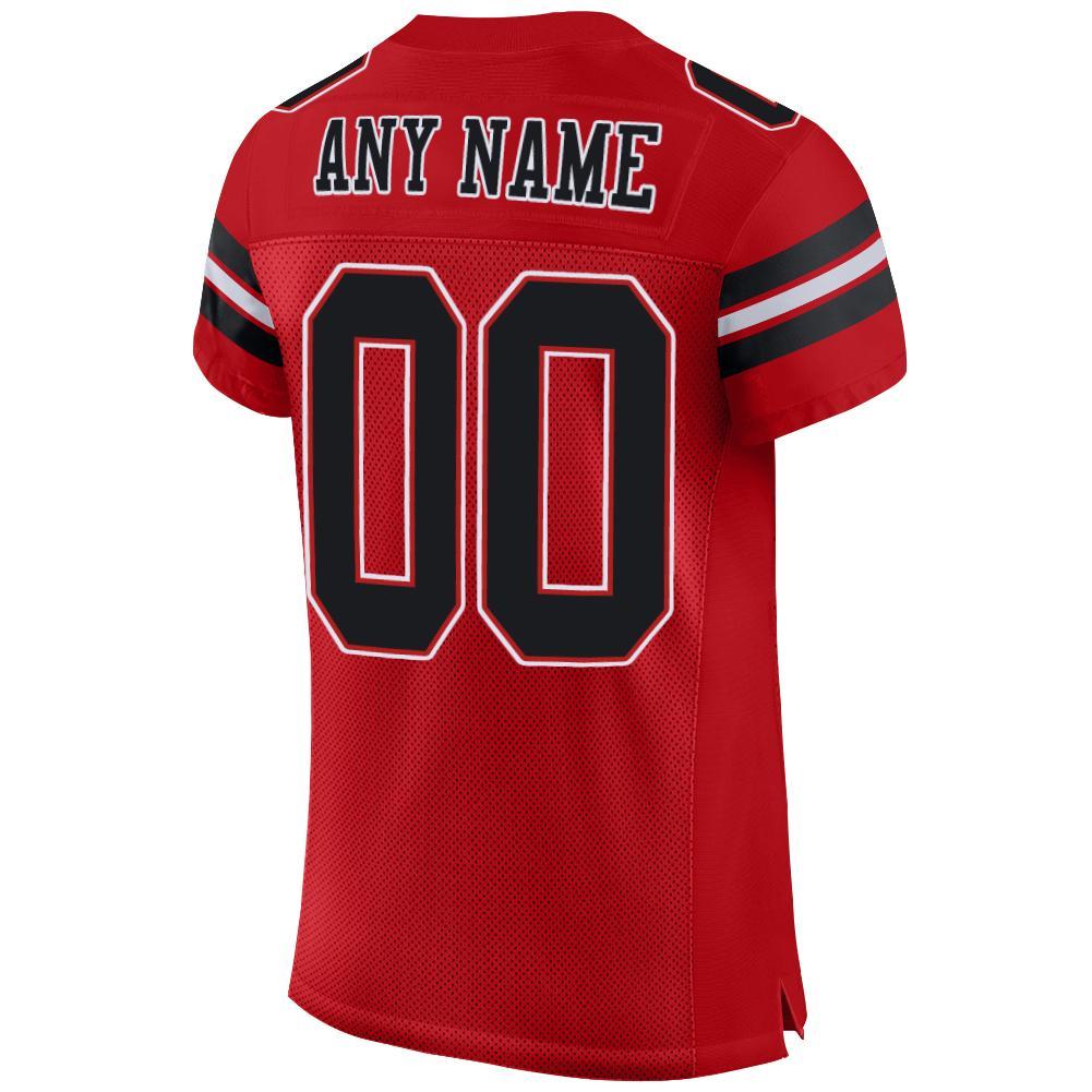 Custom Red Black-White Mesh Authentic Football Jersey view 3