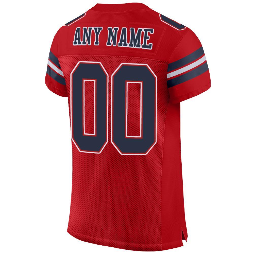 Custom Red Navy-White Mesh Authentic Football Jersey view 3