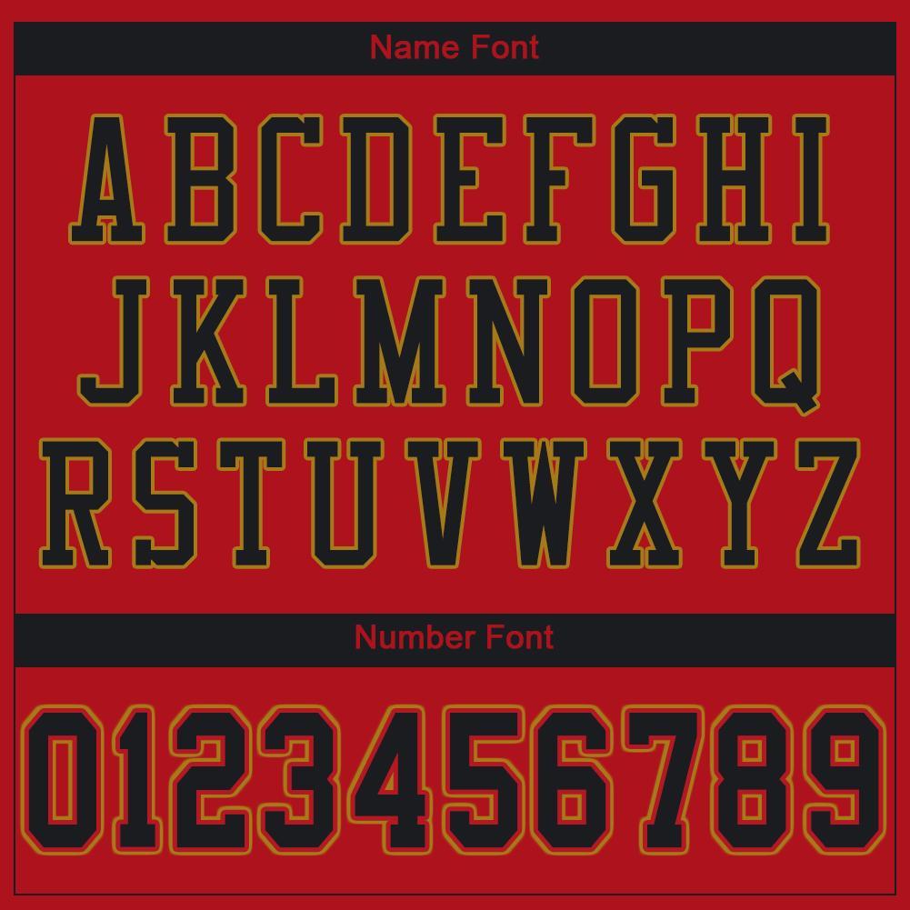 Custom Red Black-Old Gold Mesh Authentic Football Jersey view 5