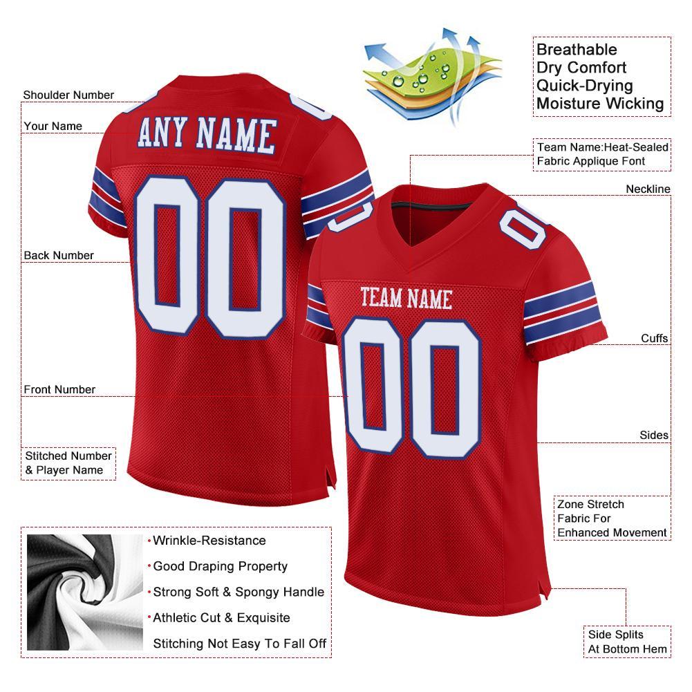 Custom Red White-Royal Mesh Authentic Football Jersey view 4