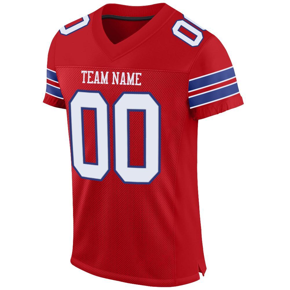 Custom Red White-Royal Mesh Authentic Football Jersey view 2