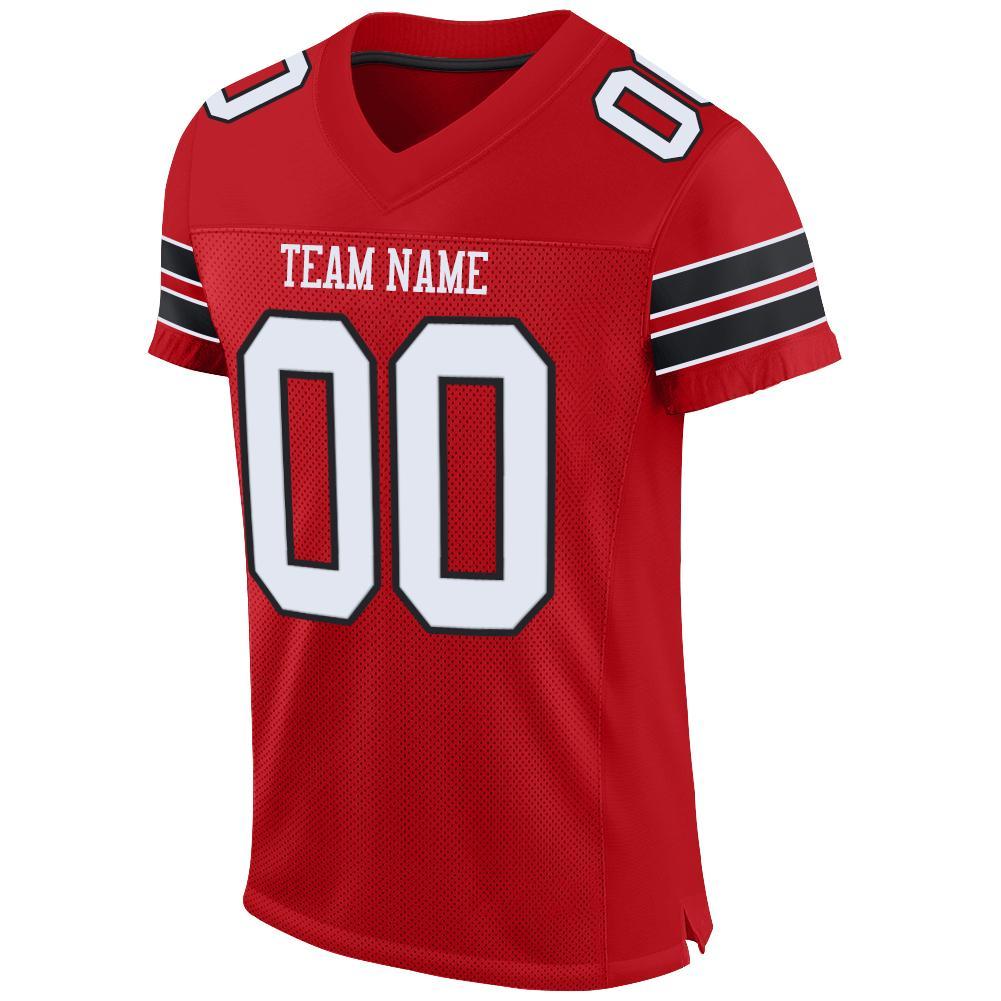 Custom Red White-Black Mesh Authentic Football Jersey view 2