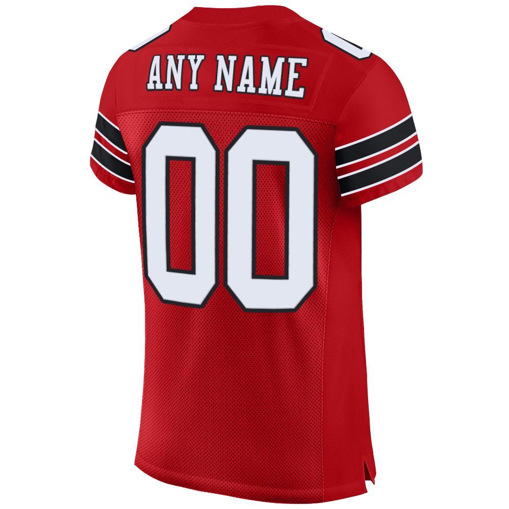 Custom Red White-Black Mesh Authentic Football Jersey view 3
