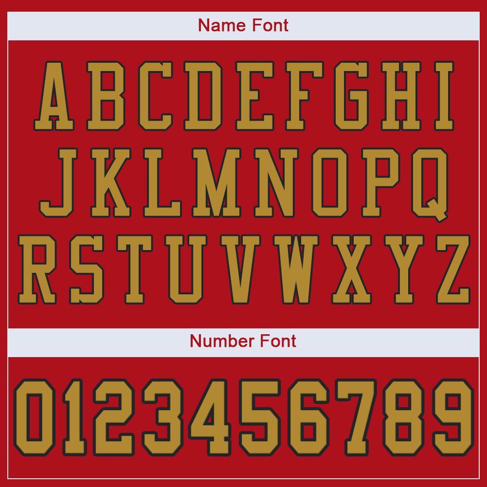 Custom Red Old Gold-Black Mesh Authentic Football Jersey view 5