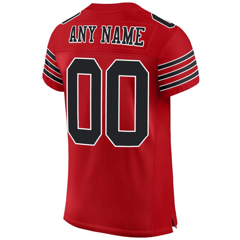 Custom Red Black-White Mesh Authentic Football Jersey view 3