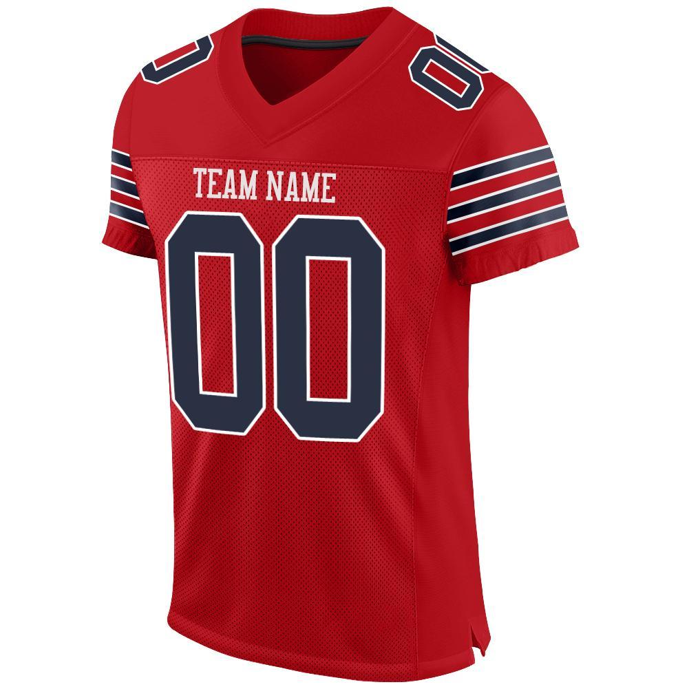 Custom Red Navy-White Mesh Authentic Football Jersey view 2