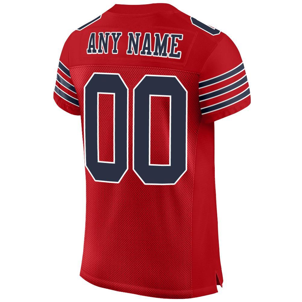 Custom Red Navy-White Mesh Authentic Football Jersey view 3