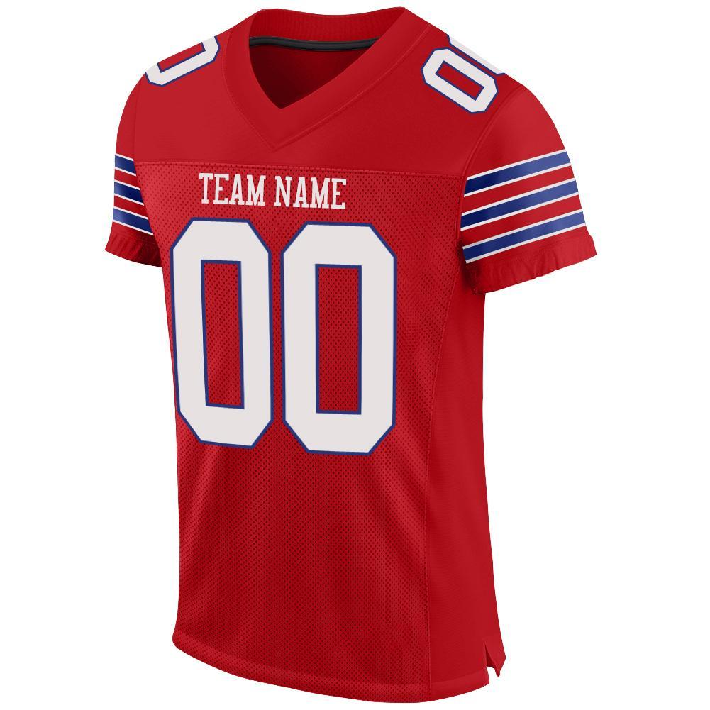 Custom Red White-Royal Mesh Authentic Football Jersey view 2