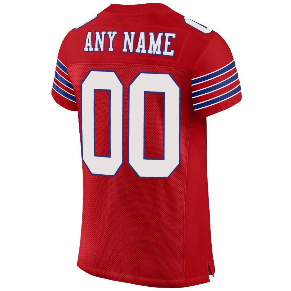 Custom Red White-Royal Mesh Authentic Football Jersey view 3